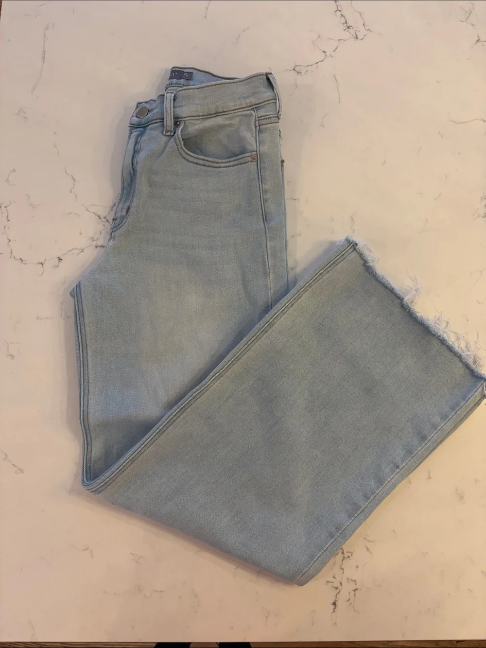 Just USA Light Blue Ankle Crop Raw Hem Jeans